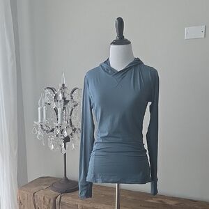 Fabletics Blue Fitted Long Sleeve Hoodie NWT